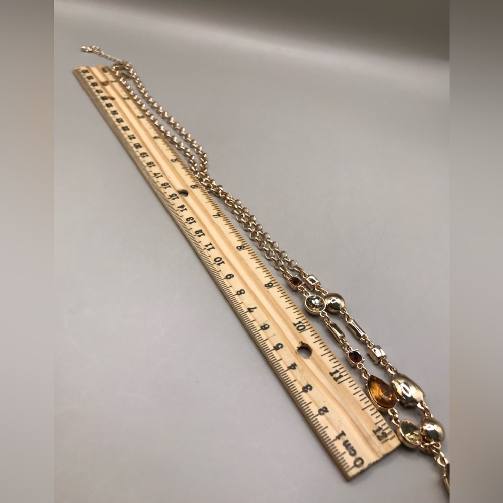 The Limited Gold-Tone and Amber Colored Gems “Y” Necklace - Picture 7 of 10